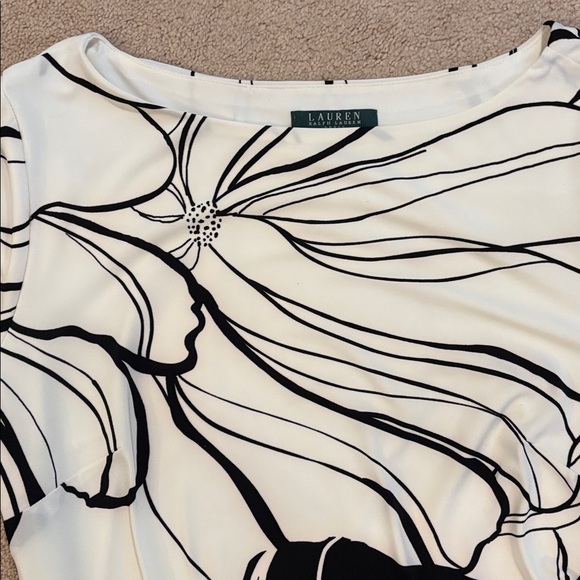 Ralph Lauren Black & winter White Long Sleeve Midi Dress -size 18. Flattering. - Picture 6 of 9